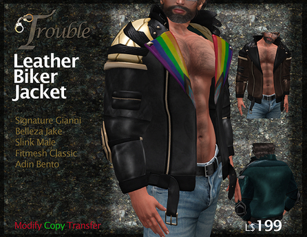 Second Life Marketplace - Bear Leather Biker Jacket